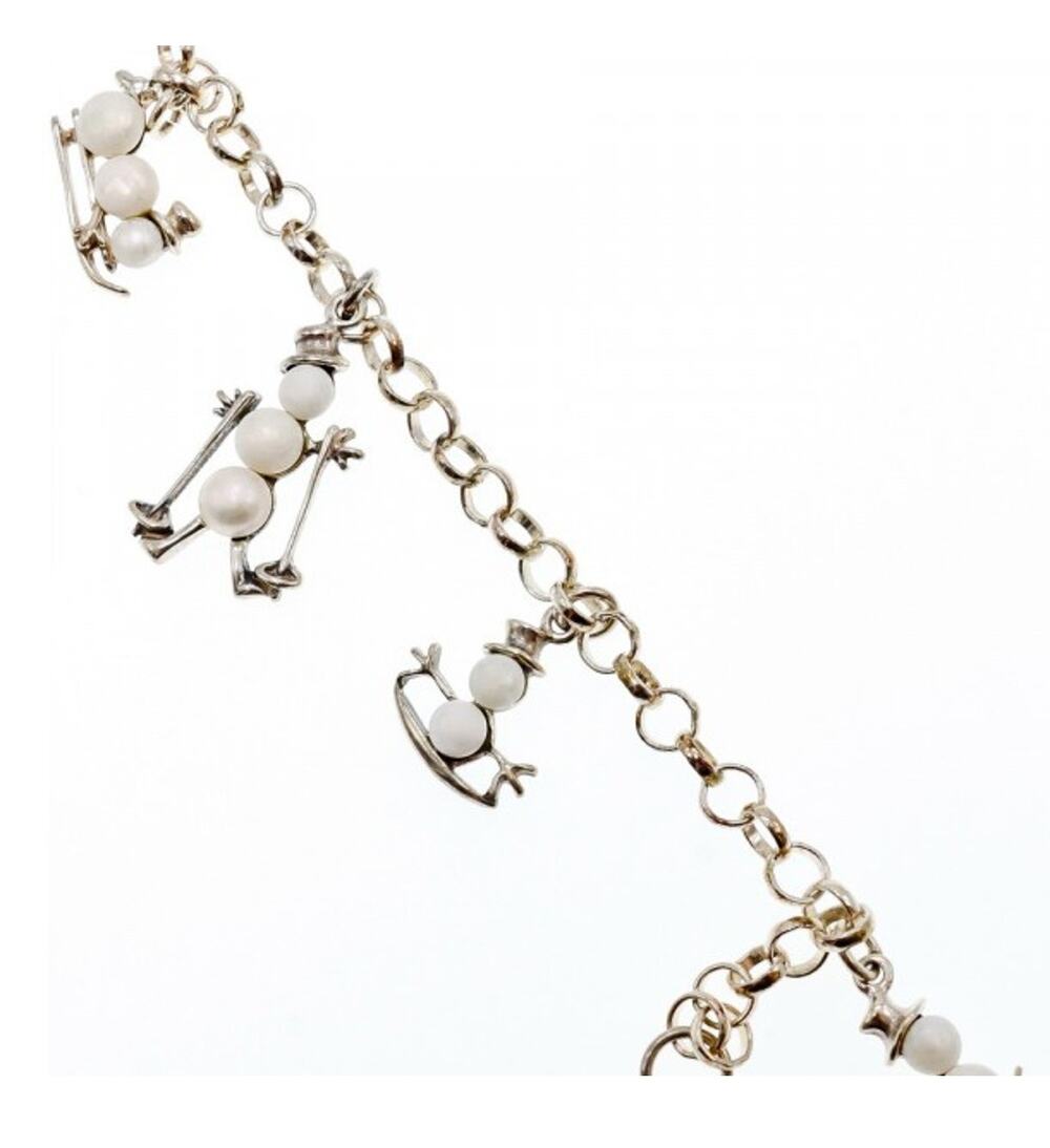 925 Sterling Silver Pearls "Snowmen" Bracelet